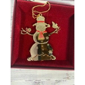 Baldwin 24k Gold Finished Brass Christmas Snowman Ornament 2003